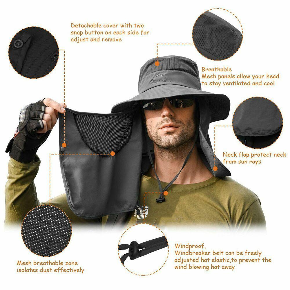 Oversized Brim Fishing Cap WithShawl Face Mask Hat High Quality Cycling Cap Neck Face Protection