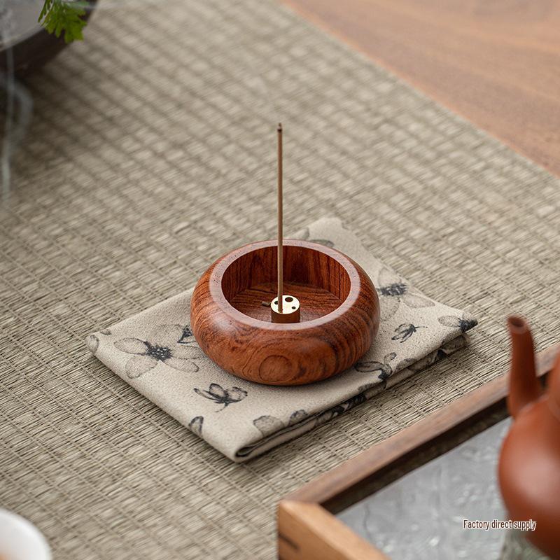 Walnut Mini Solid Wood Incense Holder - Multi-Hole Agarwood & Sandalwood Burner for Home & Travel
