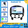 Android 14 For MAZDA 2 Mazda2 2007 2008 2009 2010 - 2014 Car Radio Stereo Player Support Tablet WiFi GPS Navigation 360 Camera