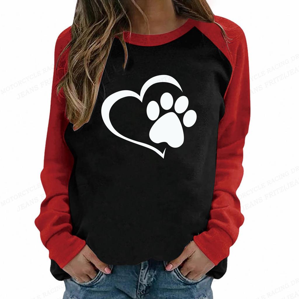Женские толстовки с круглым вырезом, модные спортивные костюмы с 3d принтом животных, собак, лап для девочек, спортивные костюмы большого размера, пуловер, одежда с длинными рукавами, пальто