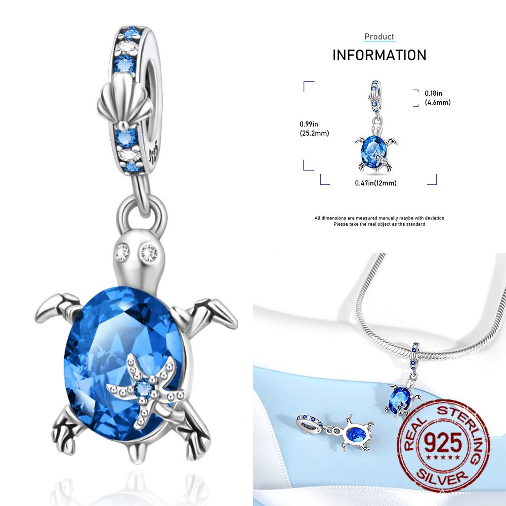 Медные шармы-подвески в виде морской черепахи с камнями-талисманами по месяцам рождения, подходят для оригинального браслета для женщин, ювелирные изделия