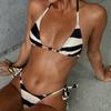 Женский новый трехточечный черно-белый сексуальный купальник-бикини из двух частей