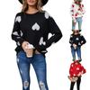 Women's Loose Casual Fashion Round Neck Heart Sweater Knitted Bottoming Shirt Sweater