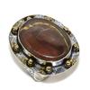 Natural Mud Crack Fossil Gemstone Two Tone 925 Sterling Silver Ring S.8.5 A2t03
