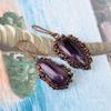 Amethyst Stone Hook Boho Drop Dangle Mothers Day Electroformed Earrings Copper V-111