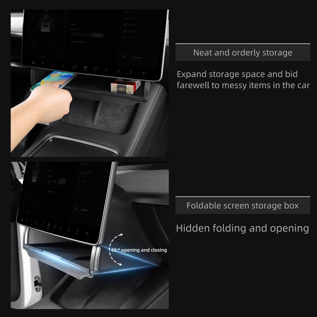LUCKEASY for Tesla Model Y 2024/Model 3 2021-2022 Under The Central Control Screen Car Storage Box Hidden Storage Case Tray