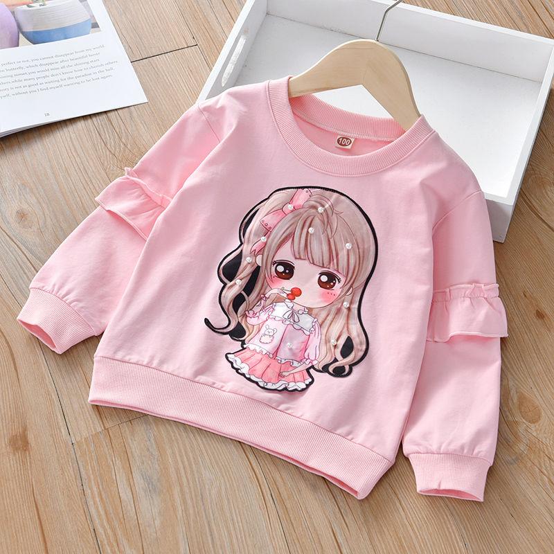 Spring Autumn Girls Long Sleeve Shirt 2022 New Children's Cotton T-shirt O-neck Sweater Tops