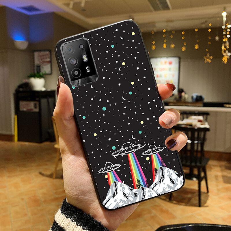 Funda Aesthetics Cartoon alien space Phone Cover For OPPO A74 A94 A3S A5S A9 A12 A15S A52 A53S A72 A73 2020 A91 5G Cases coque
