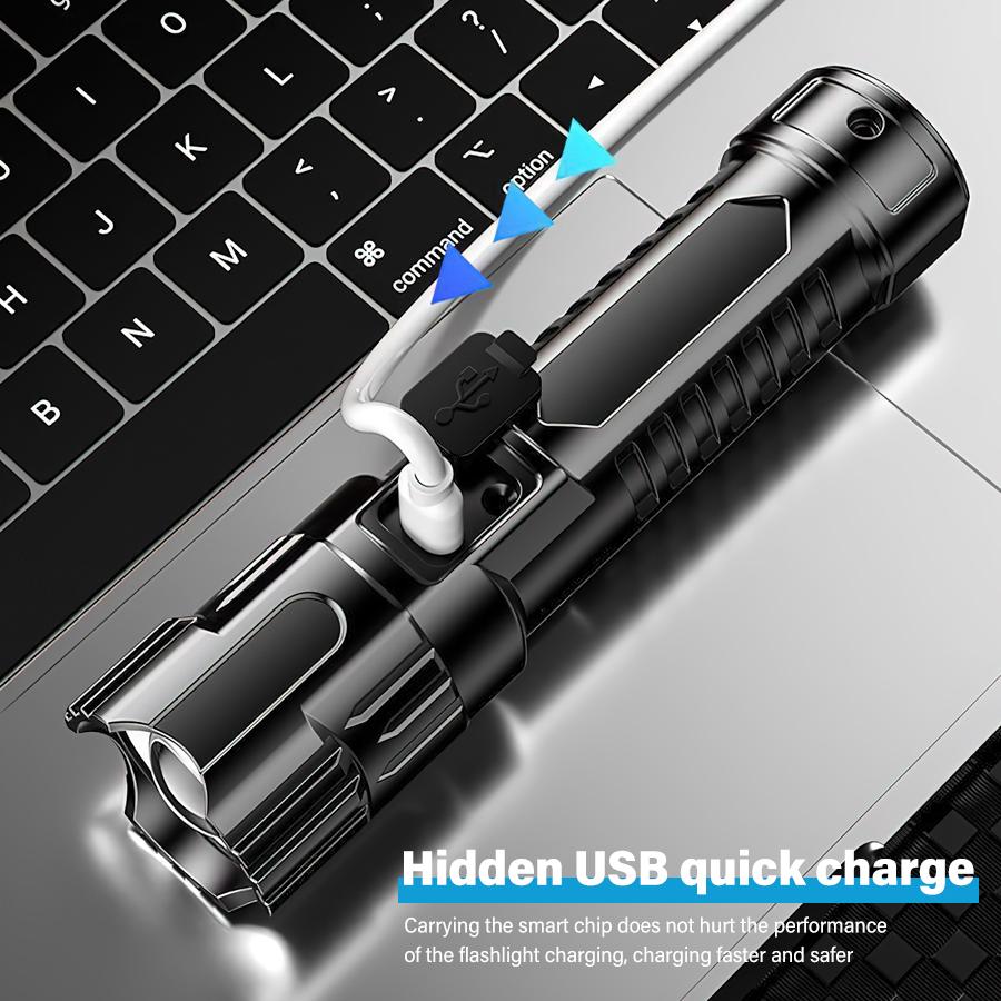 USB Rechargeable LED Flashlight Torch Zoom Flashlights Outdoor Super Bright Camping Lamp Night Fishing Portable Emergency Light