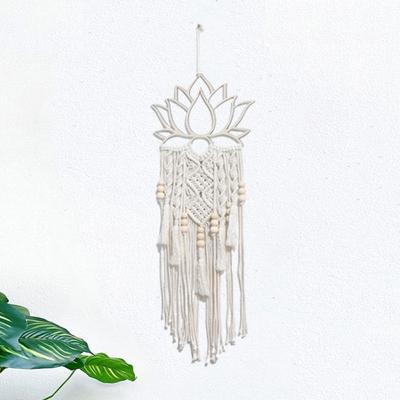 Хлопковая нить Бохо Настенный декор Многоразовый Настенный подвес Лотос Тканый гобелен Настенный декор