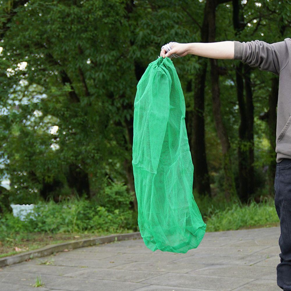 Easy to Carry Nylon Fishing Net Bag Green Foldable Green Fish Cage Thread Collapsible Fish Cage Fishing