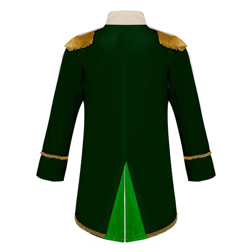 Baby Boys Prince Costume Gold Fringe Velvet Tailcoat Long Sleeve Royal Court Attire with Crown Head Accessory
