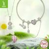 925 Silver Heart Flower Elf Beaded Cross-Border Diy Bracelet Accessories S925 Sterling Silver Jewelry Accessories