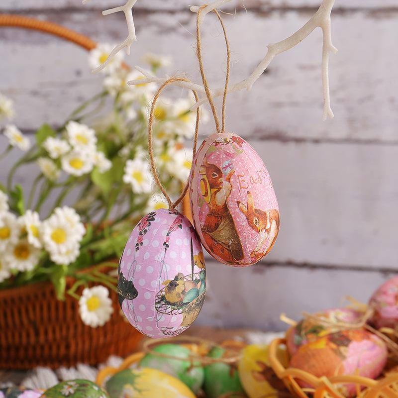Easter Egg Pendant Creative Woven Basket Easter Egg Decorative Ornament Scene Arrangement