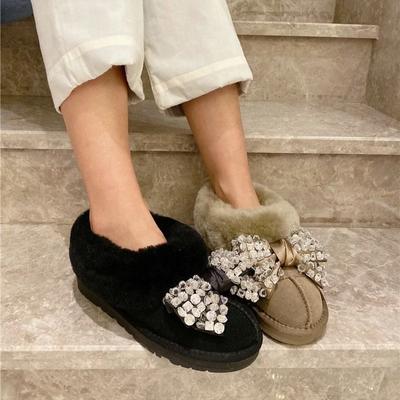 Модные женские зимние сапоги на плоской подошве с круглым носком и глубоким носком, замшевые сапоги с утолщенной мягкой подошвой из хлопка