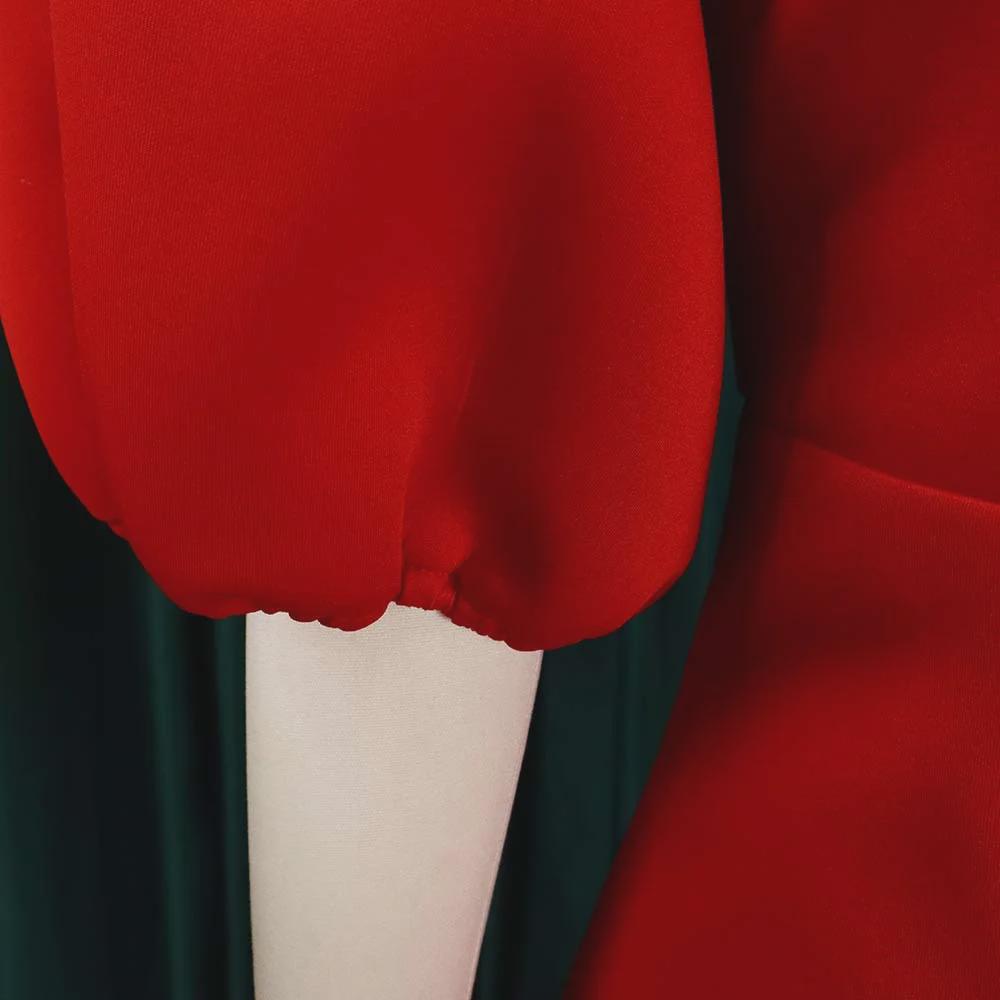 Женское платье в стиле OL, лето 2024 г.: Рукав-фонарик, асимметричное плечо, разрез, европейская и американская мода