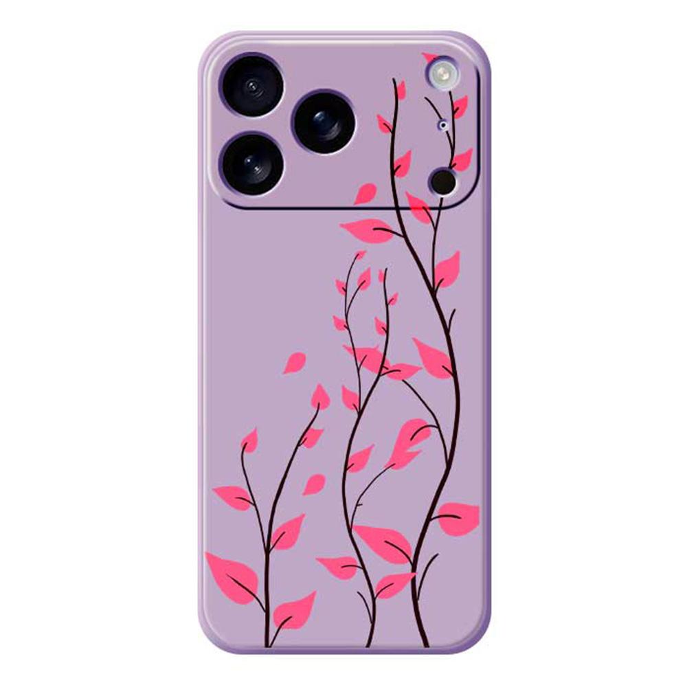 For iPhone 17 Pro Max Case Red Leaves Pattern Printing Straight Edge TPU Phone Back Cover