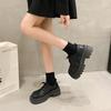 Black Round Head Thick-soled Small Leather Shoes for Women's Spring and Autumn 2024 New Heightening Deep-mouth Single Shoes