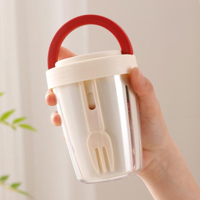 Colorful Leak-Proof Salad & Fruit Cup - Compact To-Go Bowl with Fork for Office, School & Outdoor Use