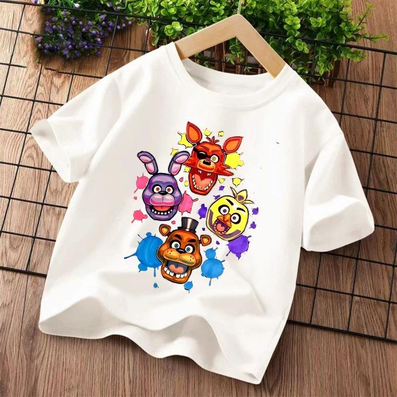 Новые детские футболки Five Nights At Freddys FNAF с мультяшным принтом Детские повседневные спортивные топы с короткими рукавами Детская одежда