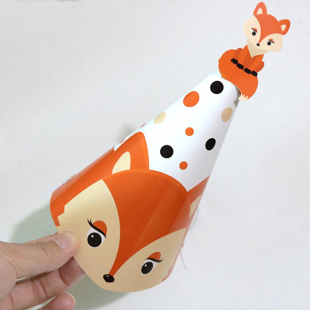 6-Piece Set, Children'S Birthday Party Hat Cartoon Squirrel Hedgehog Animal Paper Hat Birthday Hat Customization