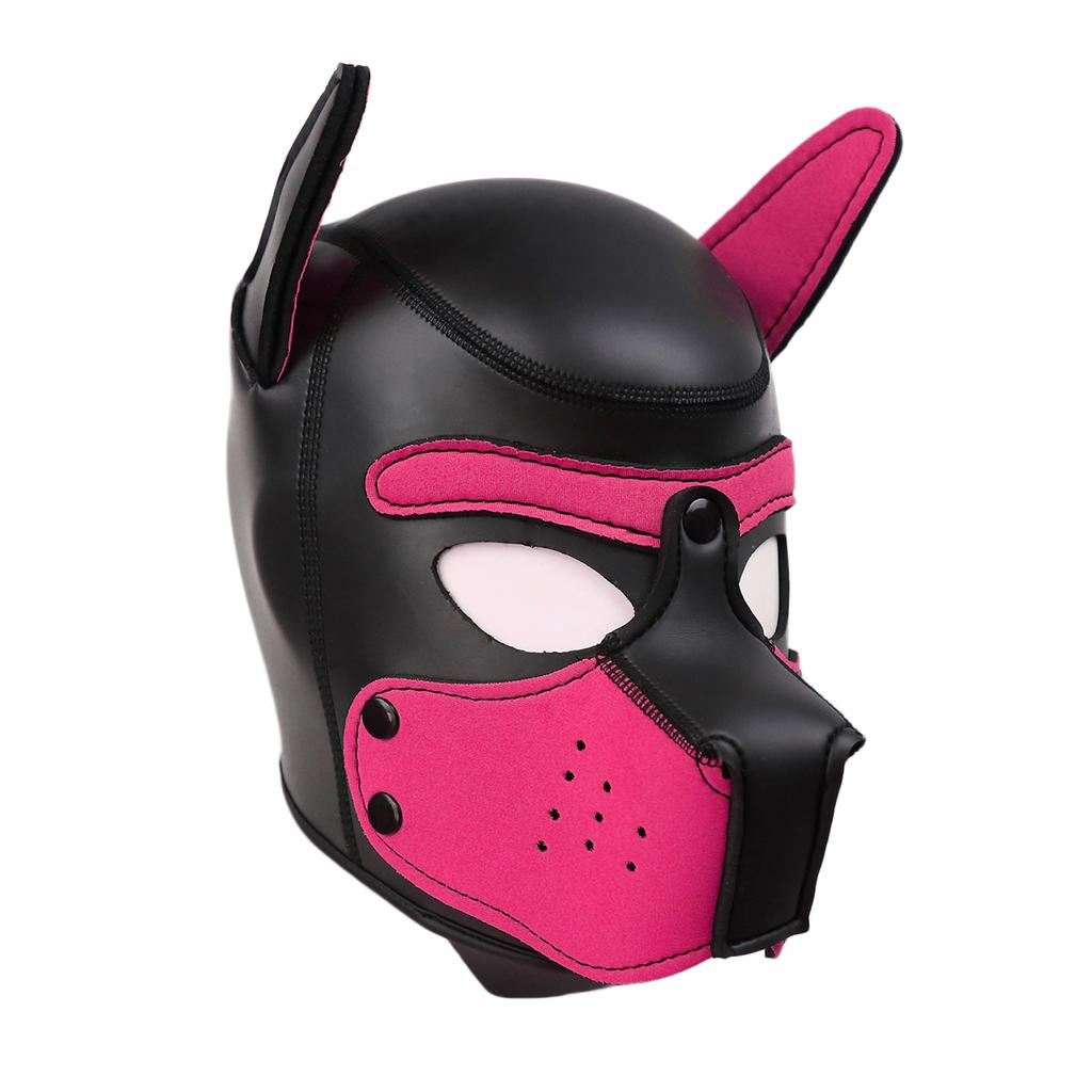 Puppy Play Dog Hood Mask Neck Collar Bondage Hood Mask Restraint Harness Full Head Ears Halloween Mask Sex Toy For Couples