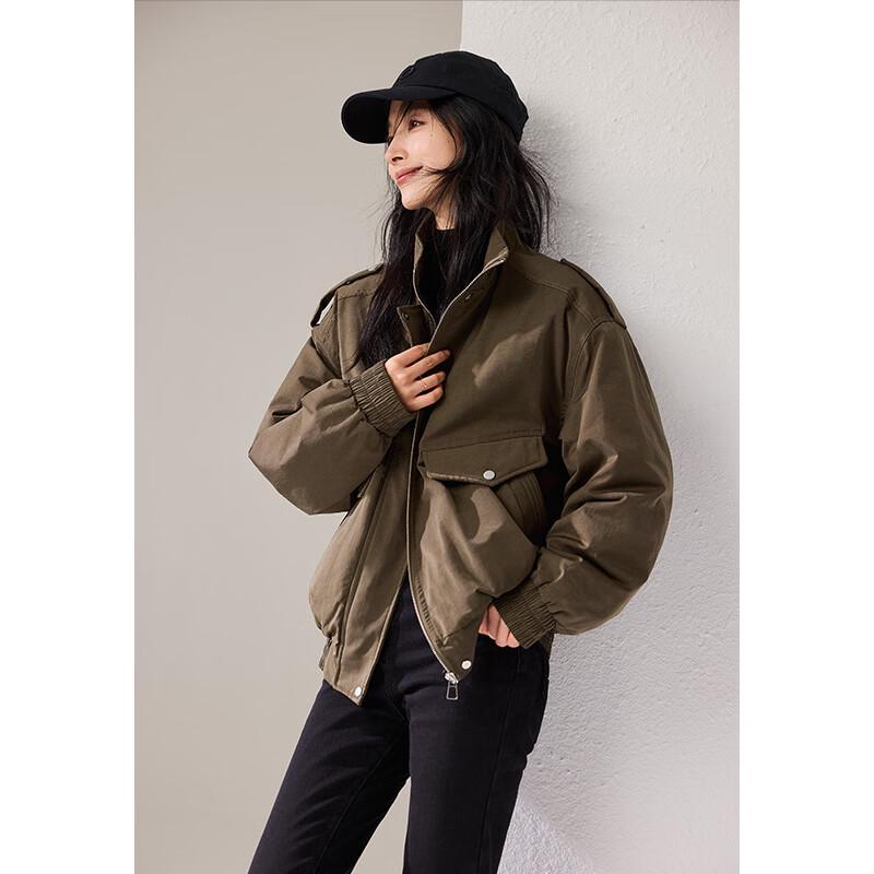 VICTORIA&VERA Women's Moto-Style Short Down Jacket