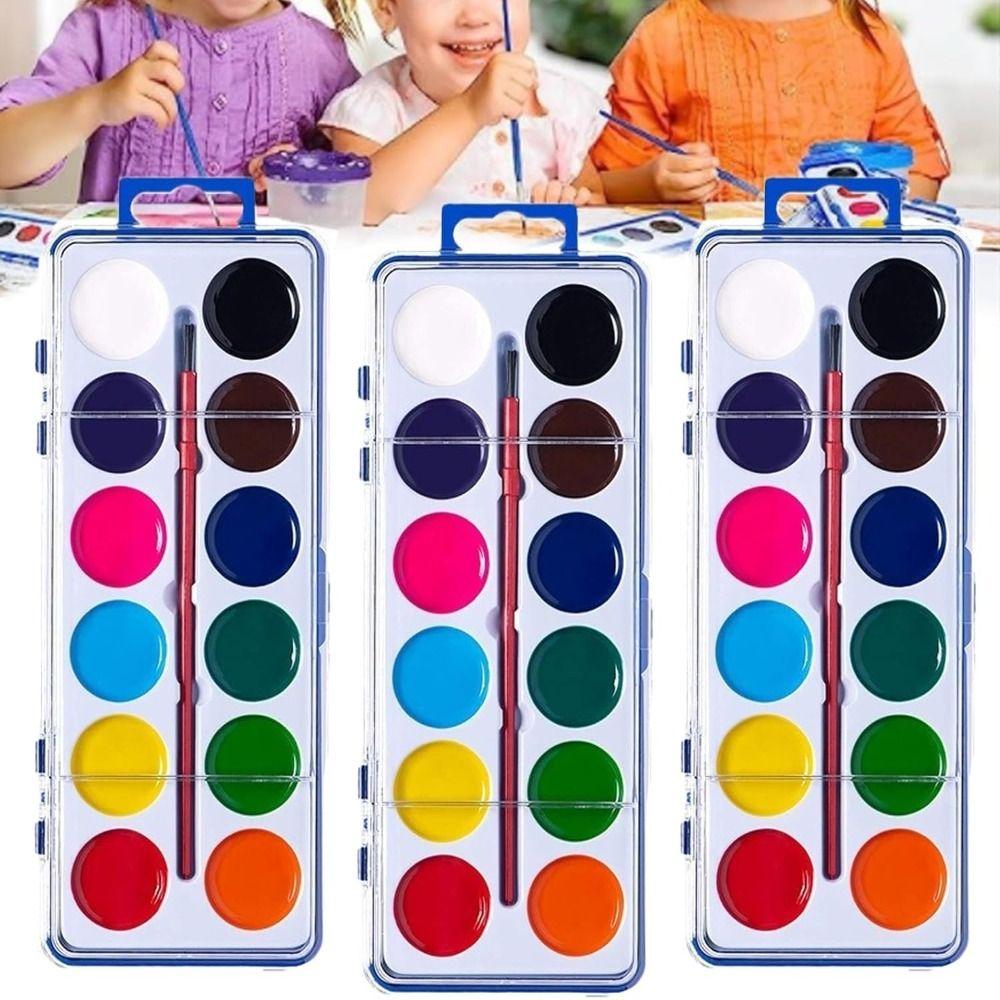 With Water Brush Pen Watercolor Paint Palette 8/12/16 Colors Water Color Paints  for Party Favor