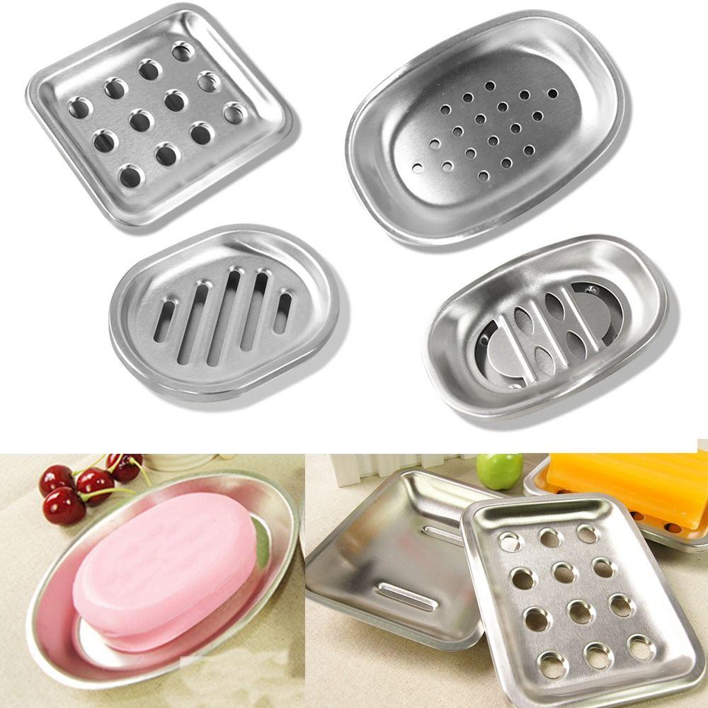 Stainless Steel Soap Dish Double Layer Soap Container Tray  Bathroom Kitchen Sink Organizer