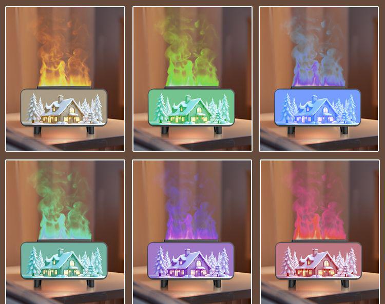 2025 Fireplace Flame Humidifier & Aroma Diffuser with Automatic Spray and Atmosphere Light for Home & Bedroom