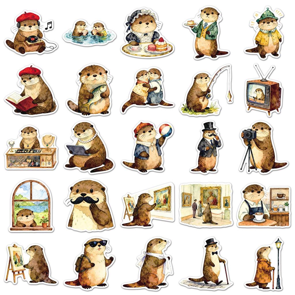 50 милых мультяшных наклеек с выдрами для гитары, холодильника и граффити