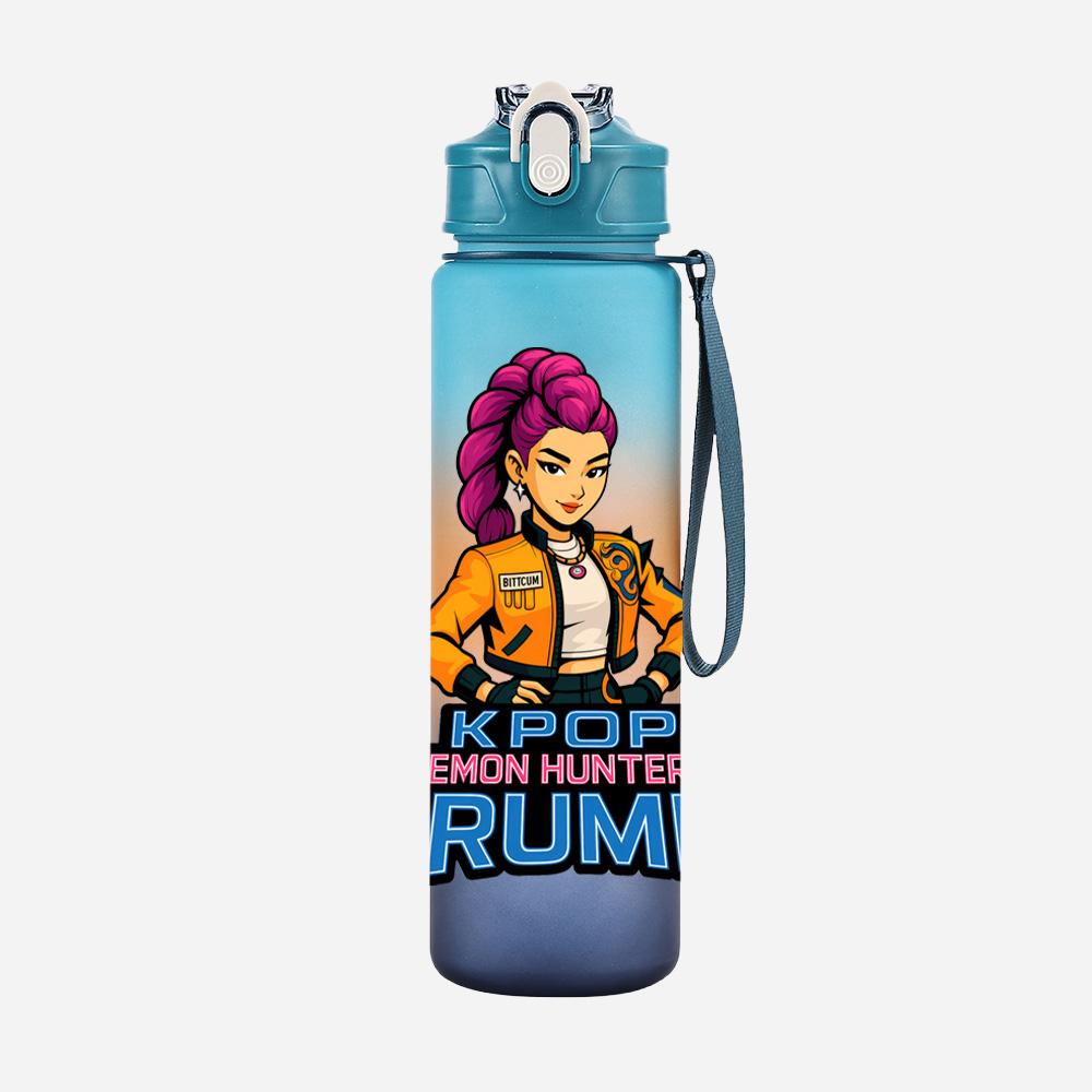 750 мл Бутылка для воды Мультяшная K-Pop Охотники на демонов Принт персонажа Чашка для воды Большой емкости Уличная Портативная Веревочная Бутылка для питья для Мальчика Девочки Подарок