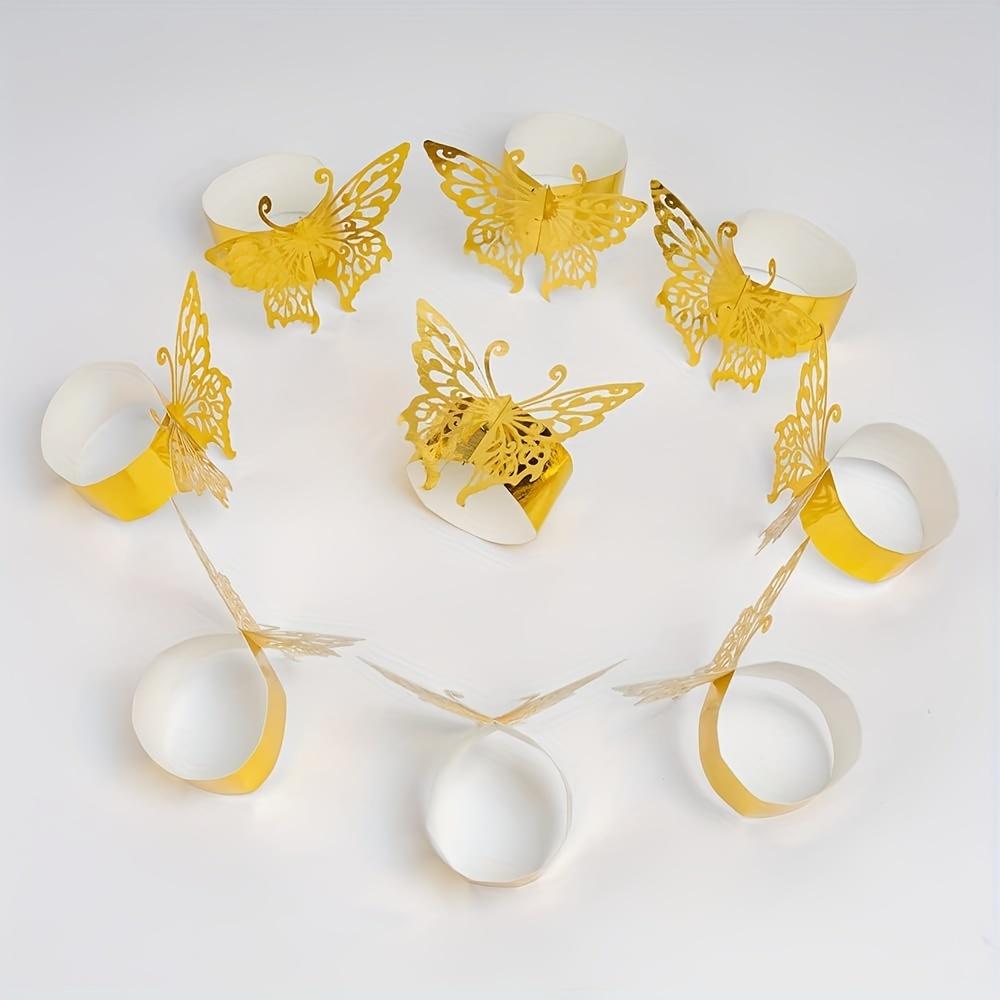 Кольца для салфеток в виде бабочки, многоразовый свадебный стол, декоративная подставка для бумажных салфеток, декоративная пряжка для полотенец, лазерная резка, держатель для бумажных салфеток из фольги