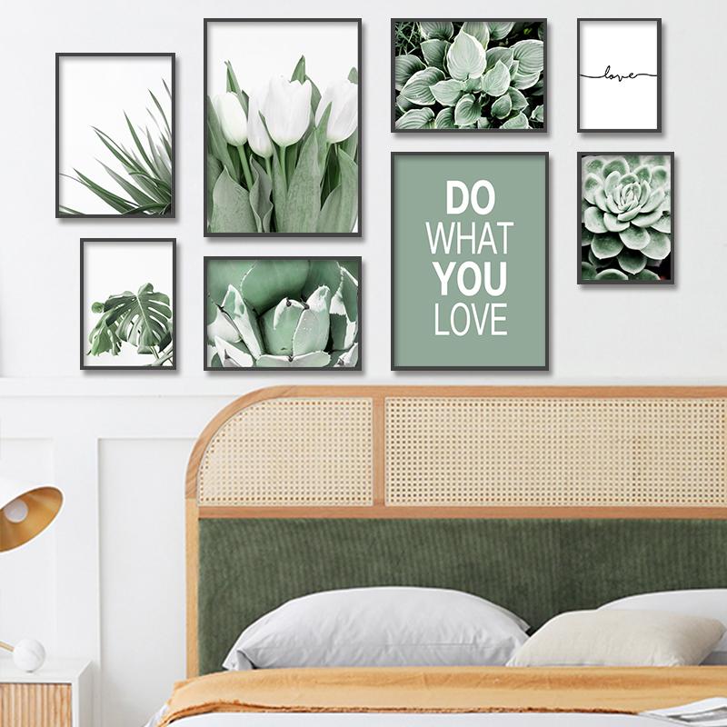 Зеленое растение, лист, цветы, плакат с принтом, акварель Монстера, настенная живопись на холсте, цитаты, настенные панно для декора гостиной