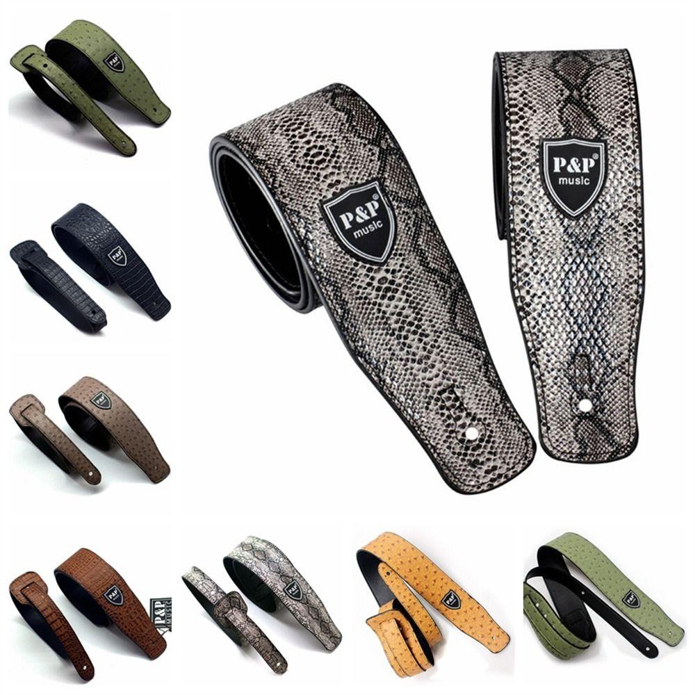 Adjustable Guitar Strap PU Leather Bass Guitar Strap Acoustic Guitar Strap for Folk Guitar