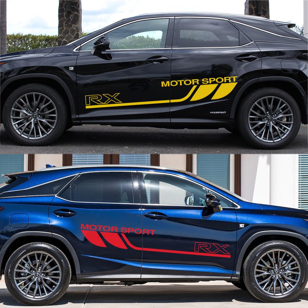 2 шт., наклейки с боковой полосой на дверь автомобиля для Lexus RX 350 250 300, моторная графика, спортивное украшение кузова, автоаксессуары, винил
