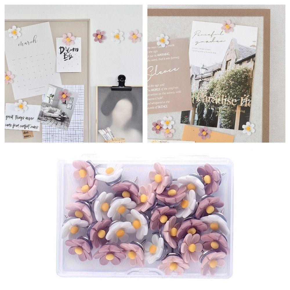 20/30/50Pcs Creative Six-Petal Flower Pushpins DIY Colored Push Pins Portable Thumb Tacks  Home