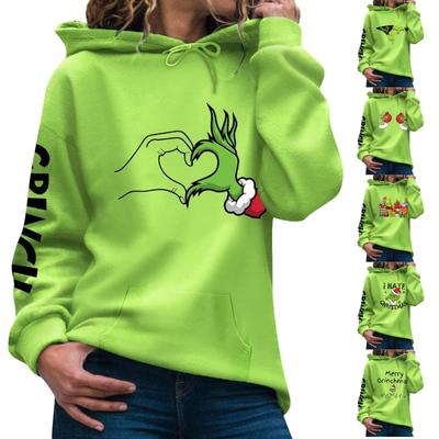 Рождественские толстовки с капюшоном для женщин, повседневный пуловер с длинными рукавами, осенне-зимняя одежда