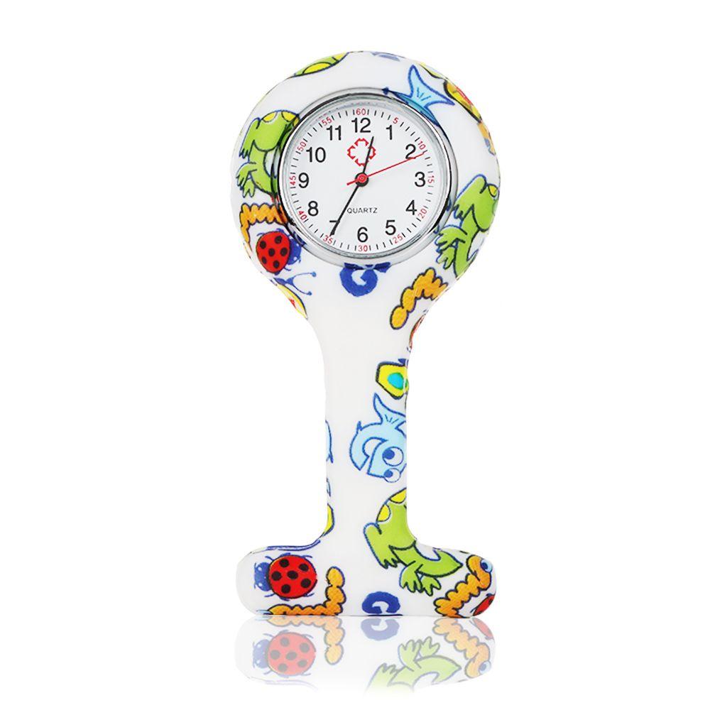 Unisex Silicone Multi Colors Lapel Watches with Second Hand Fob Nurse Watch Nursing Clip On