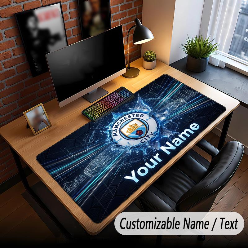 Large Mouse Pad Manchester City Print Custom Name Text Desk Mat for Office Gaming