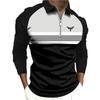 Men Fashion Spring Autumn Casual Long Sleev Zipper Polo Shirt , Men Spell Color Golf Polo Shirt Tops .