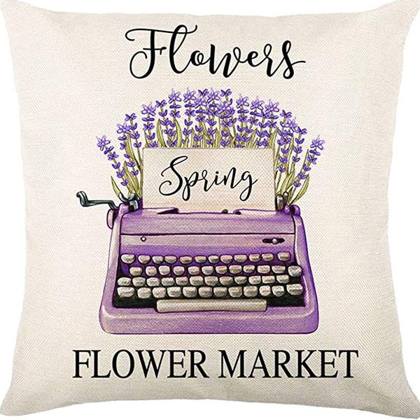 Растение и Цветок Льняная Наволочка Фиолетовая Лаванда С Принтом Подушка Чехол Наволочка Дом Диван