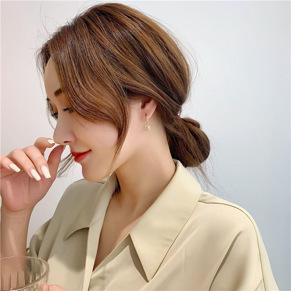 New 925 Sterling Silver Women Earrings Pendant Fashion Ins Wind Sun Flower High Quality Zircon Pair Ear Studs Earring Jewelry