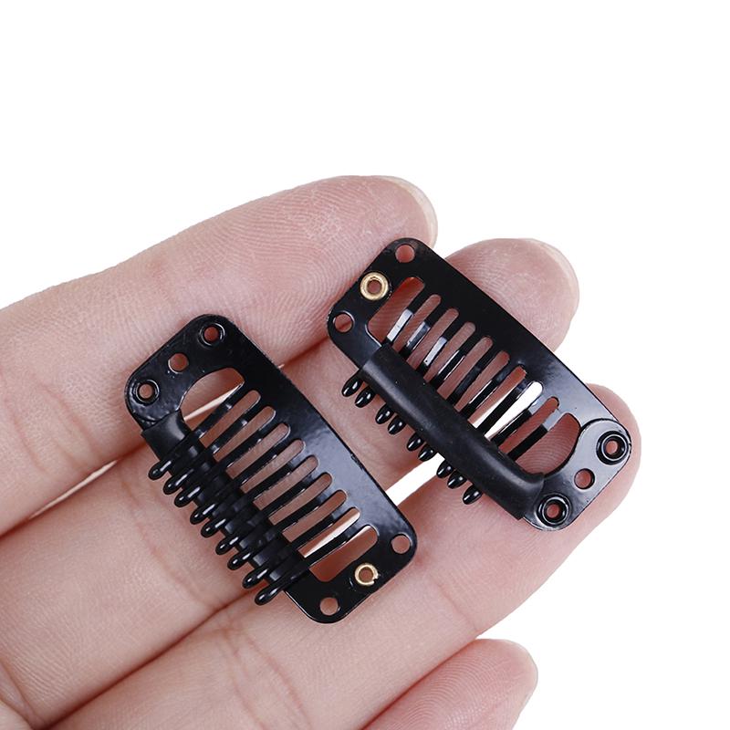 10/100 Зажимы для парика Зажимы для парика с резиновой накладкой на заднюю часть волос, черные 9 зубов