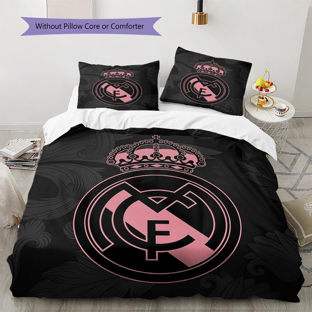 Madrid team Pattern Bedding Home Decoration Birthday Gift (1 * duvet cover + 2 * pillowcase, without core)