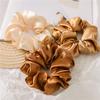 1Pc 12cm Black Brown Women Silk Satin Scrunchies Korean Ladies Girls Elastics Hair Band Ponytail Hold Hair Accessories