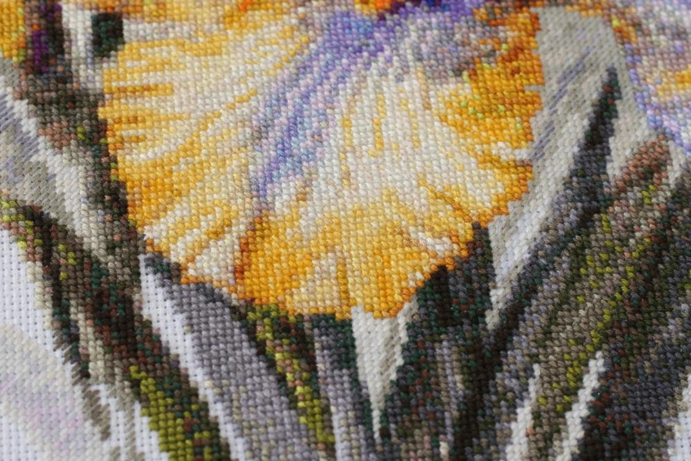 Cross Stitch Kit Abris Art Flowers On a White Background