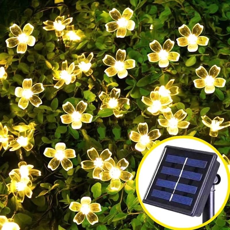 Solar Led String Lights Outdoor Cherry Flowers String Lights With 8 Modes Lighting Camping Garden Christmas Decor Solar Lamp
