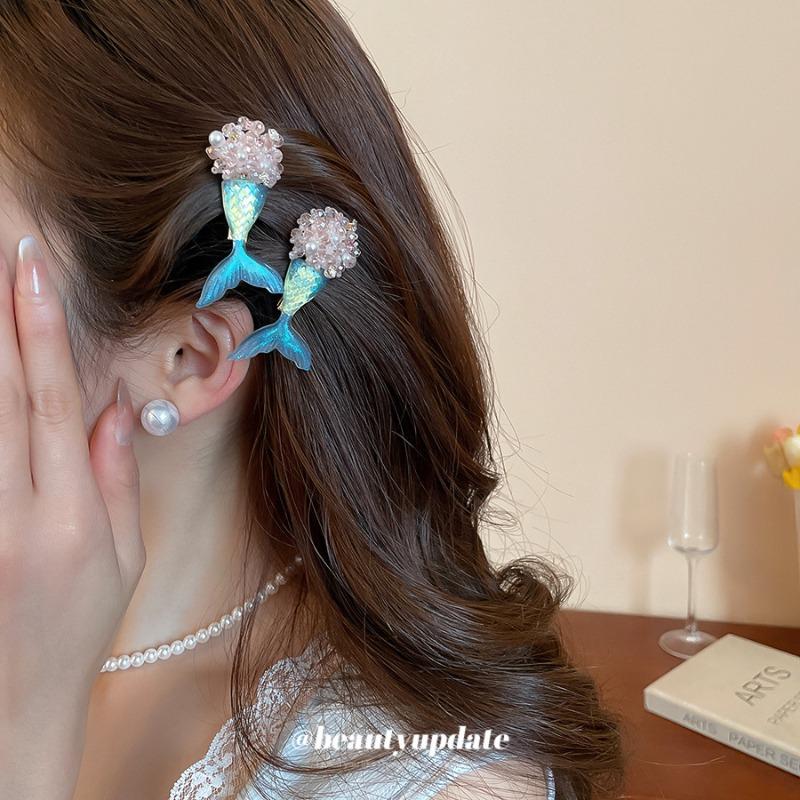 Серебряная игла, смоляная жемчужная гроздь цветов, серьги "рыбий хвост", набор заколок для волос, модные и изысканные маленькие заколки, легкая роскошь и высококачественные украшения.