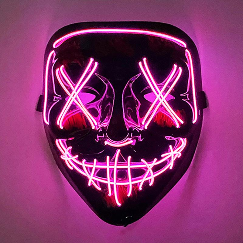 2026 Halloween Party Supplies Luminous LED Purge Mask Wireless EL Neon Light Full Face Mask Cosplay For Adult Glow In The Dark 3